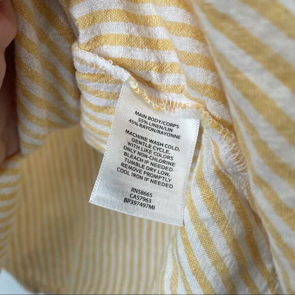 BP linen yellow striped tank top buttons size medium - Picture 5 of 7